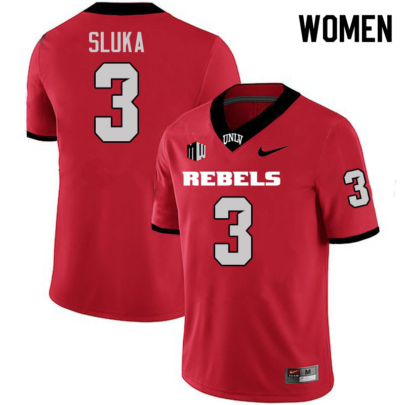 Women #3 Matthew Sluka UNLV Rebels College Football Jerseys Stitched-Scarlet